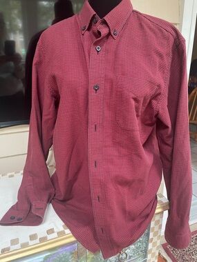 L.L. Bean Red & Black Button-Down